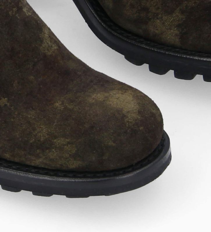 Free Lance Justy 70 Boot Biker à Boucle Cuir Velours Camouflage