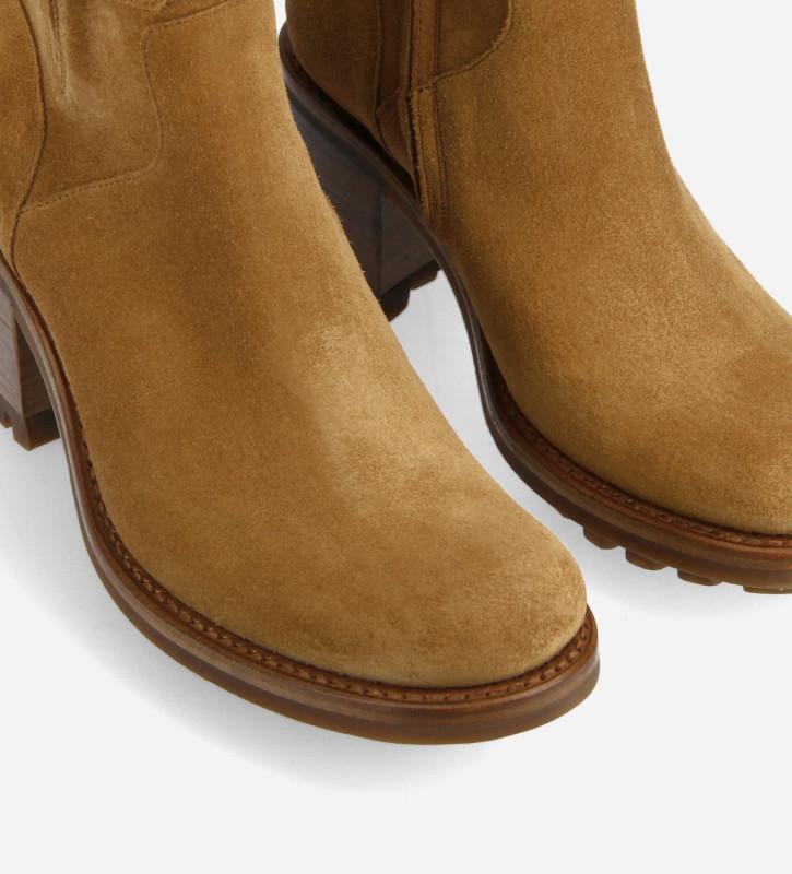 Free Lance Justy 70 Boot Biker à Boucle Cuir Velours Cigare