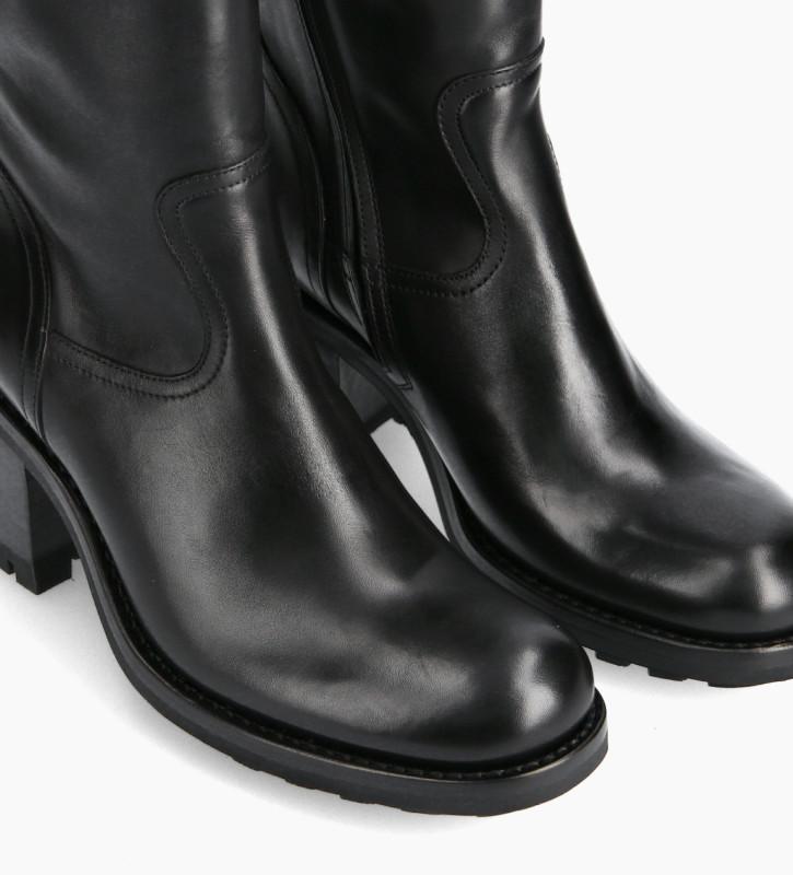 Free Lance Justy 70 Botte Biker Zippée à Boucle Cuir Lisse Noir