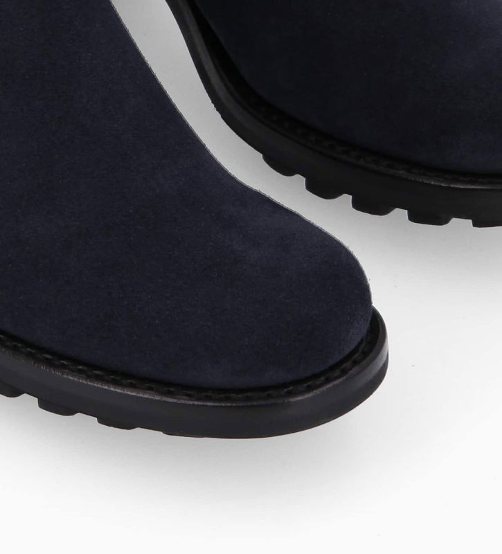 Free Lance Justy 70 Botte Biker Zippée à Boucle Cuir Velours Marine