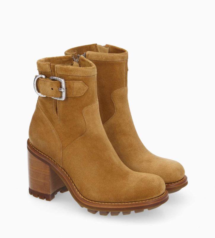 Free Lance Justy 90 Boot Biker à Boucle Cuir Velours Biscuit