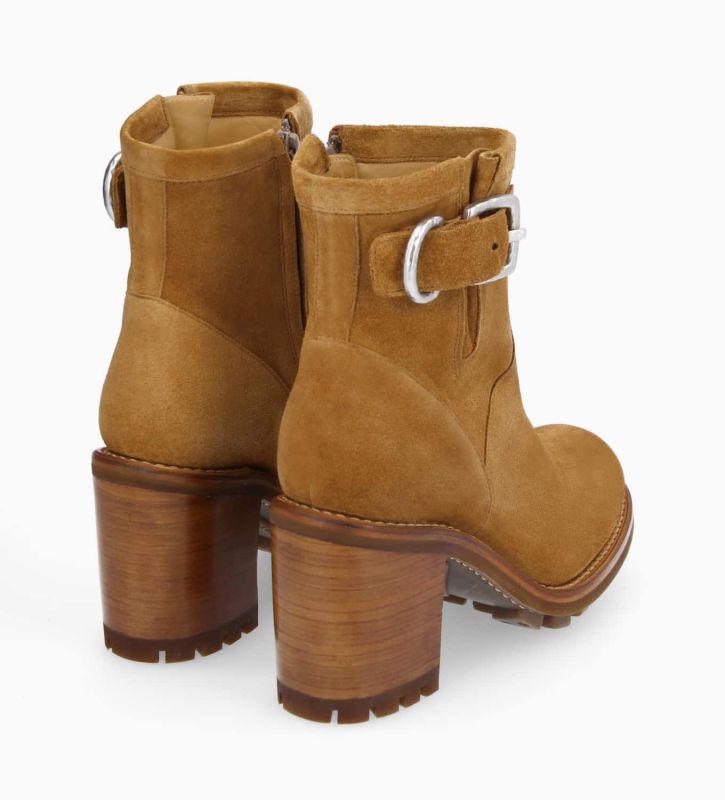 Free Lance Justy 90 Boot Biker à Boucle Cuir Velours Biscuit