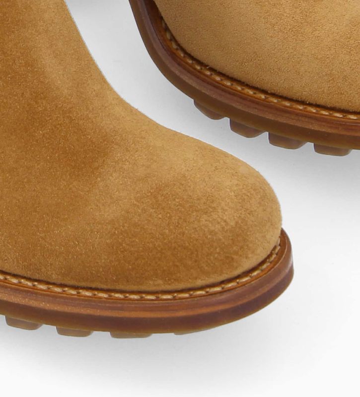 Free Lance Justy 90 Boot Biker à Boucle Cuir Velours Biscuit