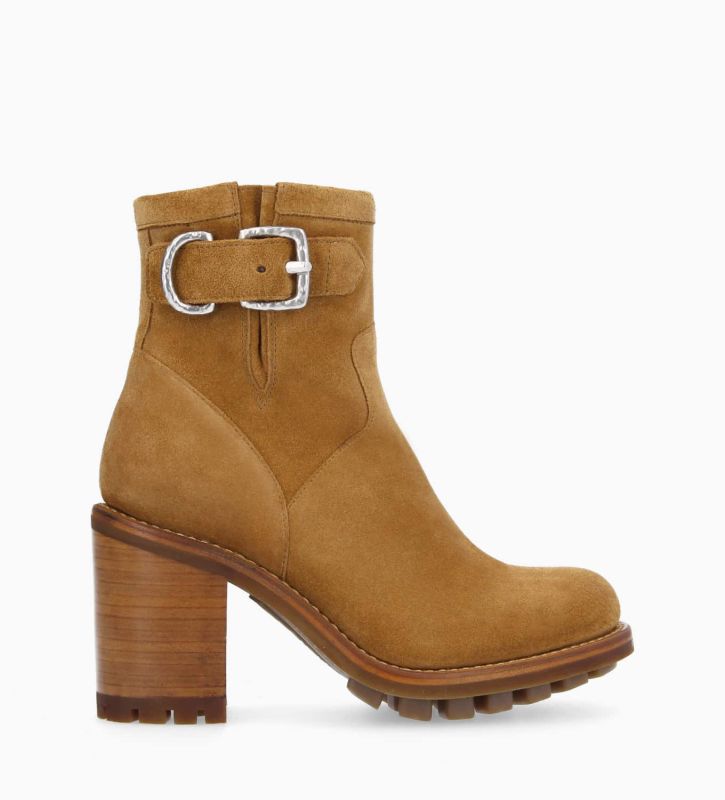 free lance Justy 90 Boot biker à boucle Cuir velours Biscuit free lance Justy 90 Boot biker à boucle Cuir velours Biscuit