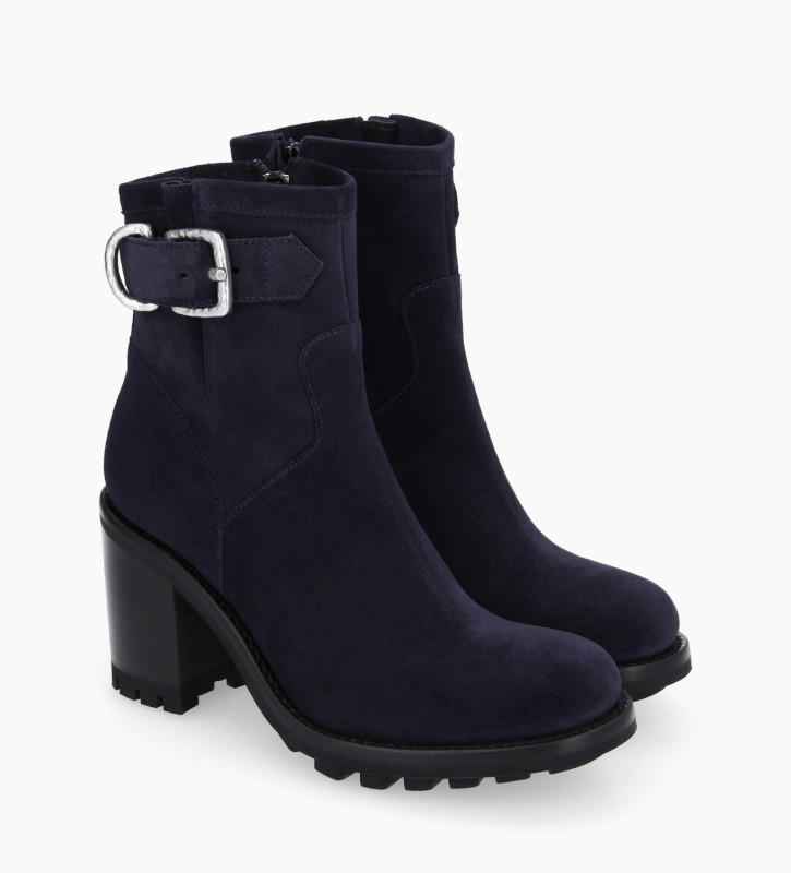 Free Lance Justy 90 Boot Biker à Boucle Cuir Velours Marine