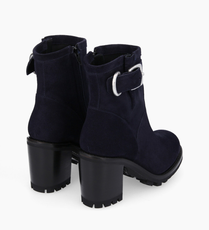 Free Lance Justy 90 Boot Biker à Boucle Cuir Velours Marine