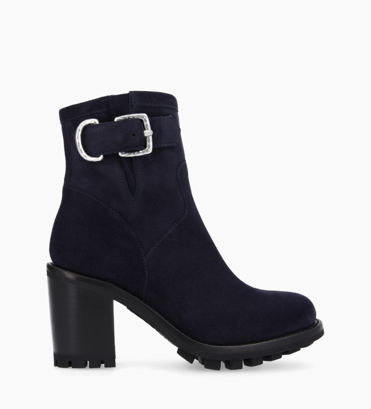 free lance Justy 90 Boot biker à boucle Cuir velours Marine