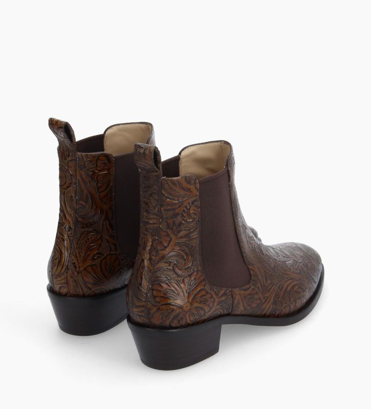 Free Lance Kim 40 Bottine Western Chelsea Cuir Embossé Marron