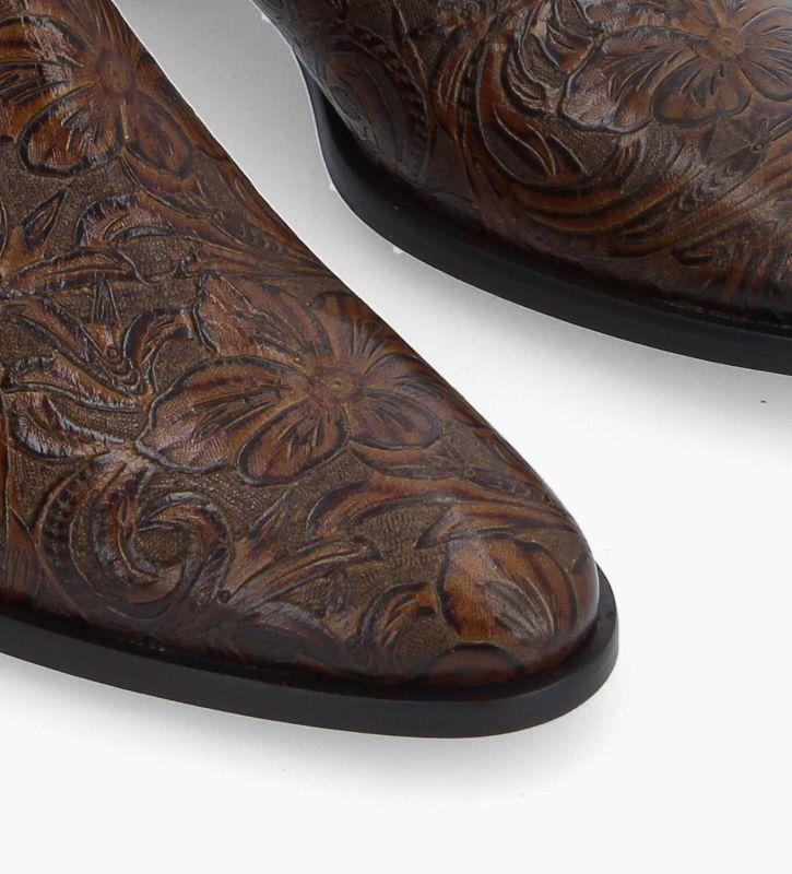 Free Lance Kim 40 Bottine Western Chelsea Cuir Embossé Marron