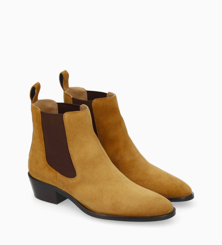 Free Lance Kim 40 Bottine Western Chelsea Cuir Velours Caramel