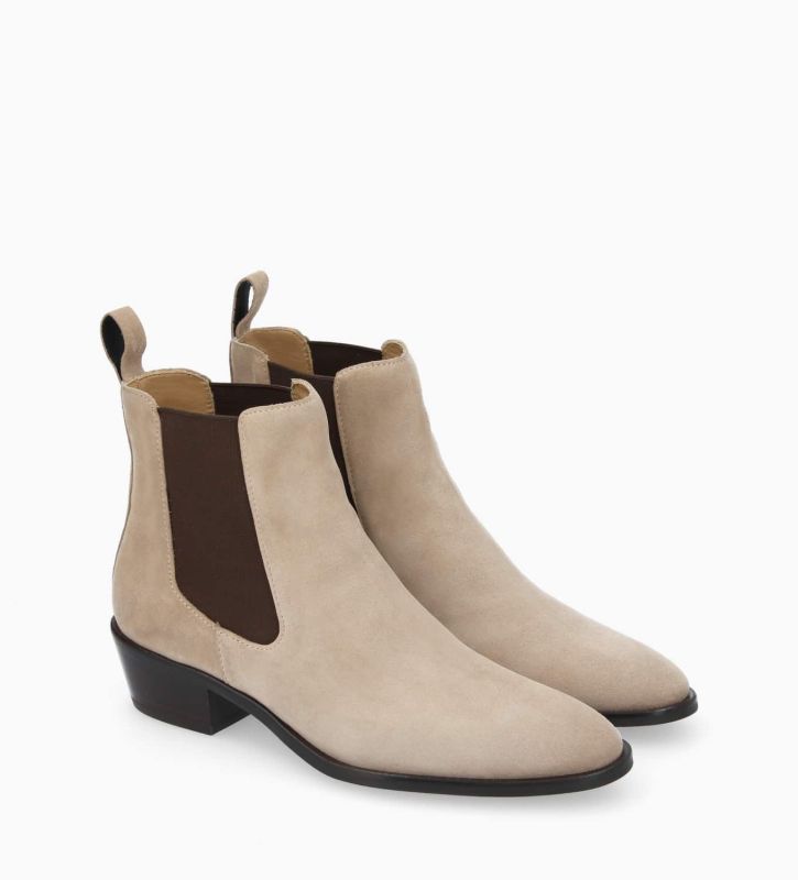 Free Lance Kim 40 Bottine Western Chelsea Cuir Velours Taupe