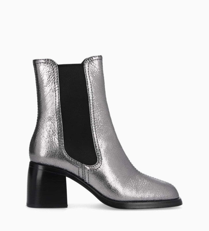 free lance Lake 70 Bottine chelsea à talon Cuir métallisé Gris anthracite