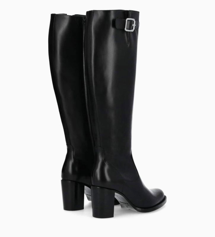 Free Lance Legend 70 Botte Zippée à Talon Cuir De Veau Lisse Brillant Noir