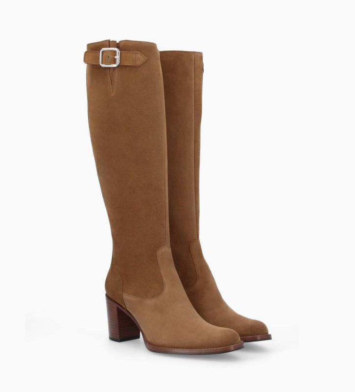 Free Lance Legend 70 Botte Zippée à Talon Cuir Velours Sienna