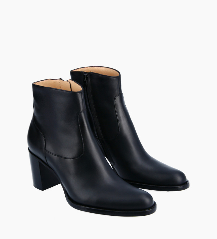 Free Lance Legend 70 Bottine à Talon à Zip Cuir De Veau Lisse Noir