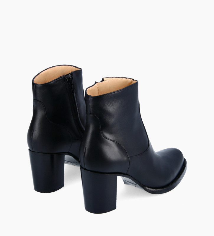 Free Lance Legend 70 Bottine à Talon à Zip Cuir De Veau Lisse Noir