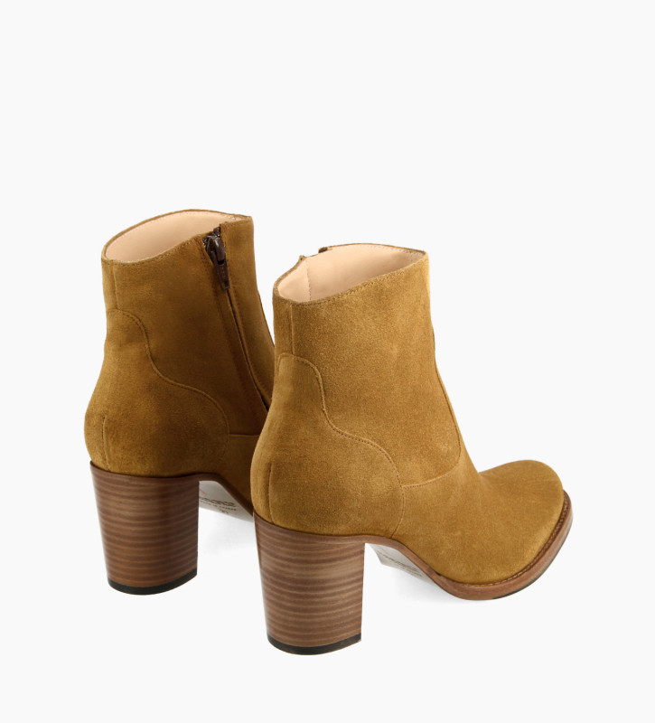 Free Lance Legend 70 Bottine à Talon à Zip Cuir Velours Cigare