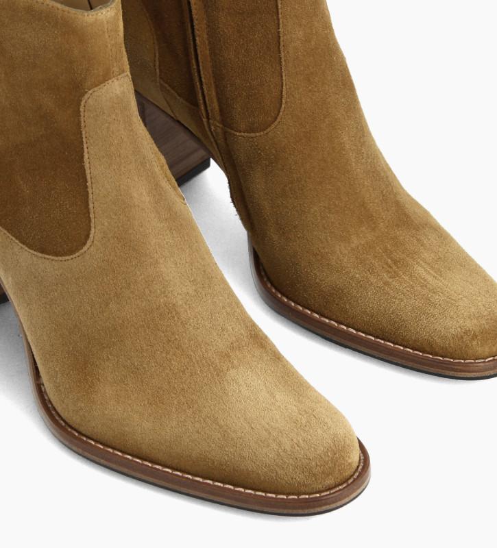 Free Lance Legend 70 Bottine à Talon à Zip Cuir Velours Cigare