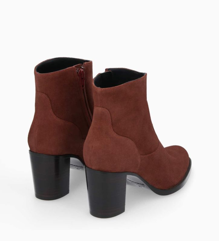 Free Lance Legend 70 Bottine à Talon à Zip Cuir Velours Grenat