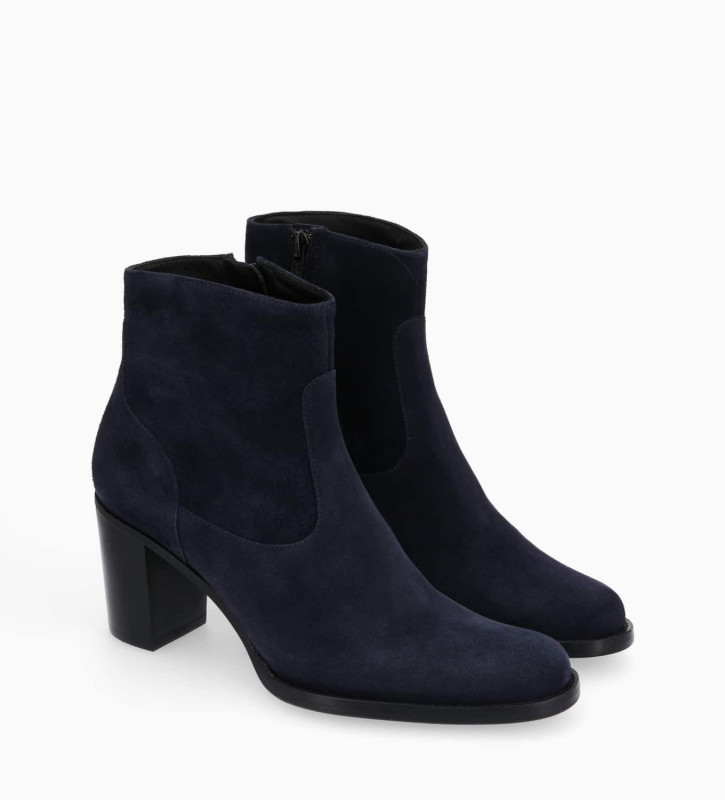 Free Lance Legend 70 Bottine à Talon à Zip Cuir Velours Marine