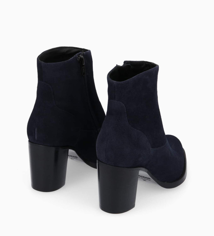 Free Lance Legend 70 Bottine à Talon à Zip Cuir Velours Marine