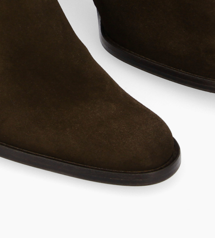 Free Lance Legend 70 Bottine à Talon à Zip Cuir Velours Marron Foncé