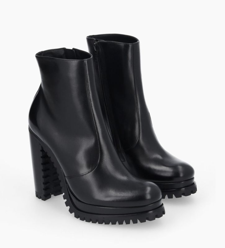 Free Lance Lery 7 Bottine Zippée à Talon Cuir Lisse Noir
