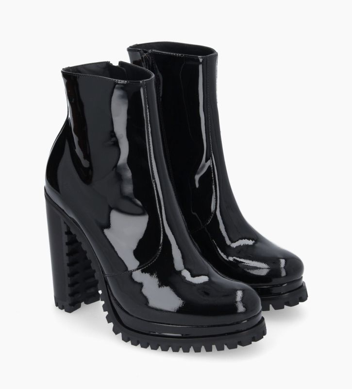 Free Lance Lery 7 Bottine Zippée à Talon Cuir Vernis Noir