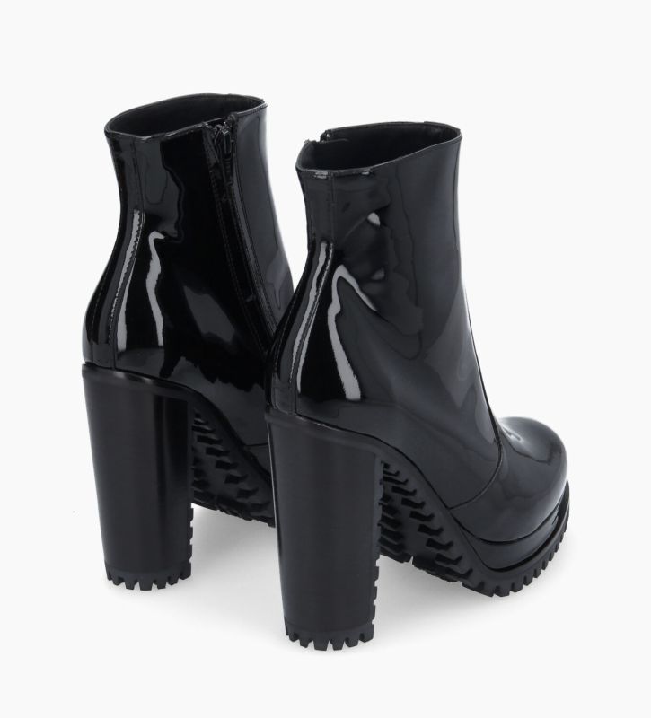Free Lance Lery 7 Bottine Zippée à Talon Cuir Vernis Noir