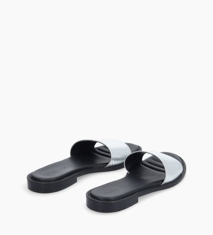 Free Lance Lita Mule Plate Cuir Imprimé Serpent Argent