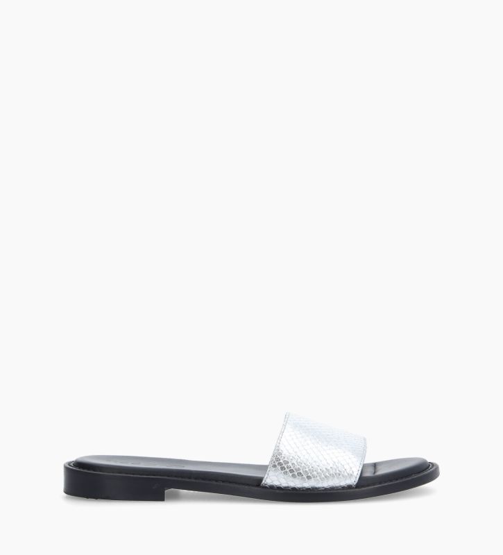 free lance Lita Mule plate Cuir imprimé serpent Argent