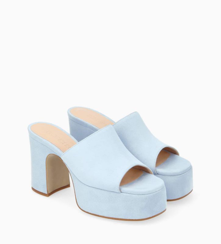 Free Lance Lola 95 Mule à Talon Cuir Cachemire Bleu Ciel