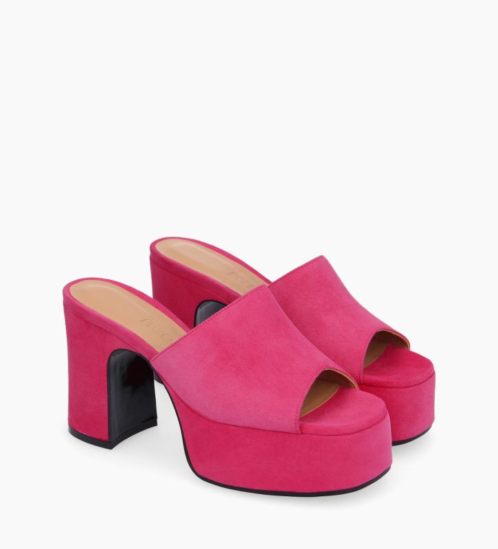 Free Lance Lola 95 Mule à Talon Cuir Cachemire Framboise