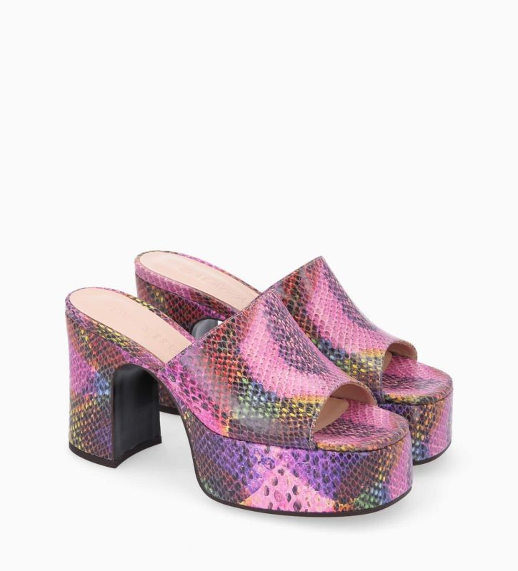 Free Lance Lola 95 Mule à Talon Cuir Imprimé Serpent Multicolore