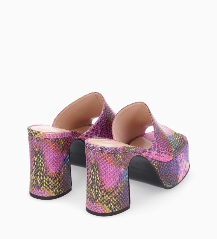 Free Lance Lola 95 Mule à Talon Cuir Imprimé Serpent Multicolore