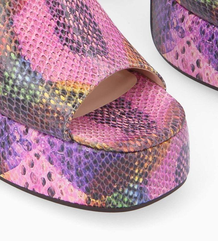 Free Lance Lola 95 Mule à Talon Cuir Imprimé Serpent Multicolore