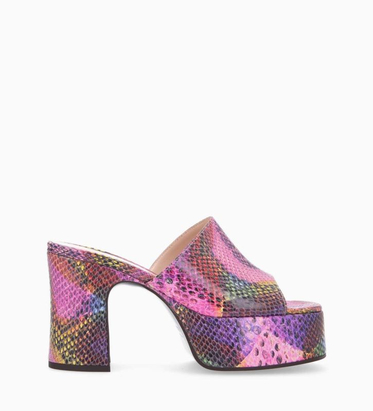 free lance Lola 95 Mule à talon Cuir imprimé serpent Multicolore