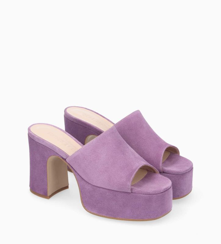 Free Lance Lola 95 Mule à Talon Cuir Velours Améthyste