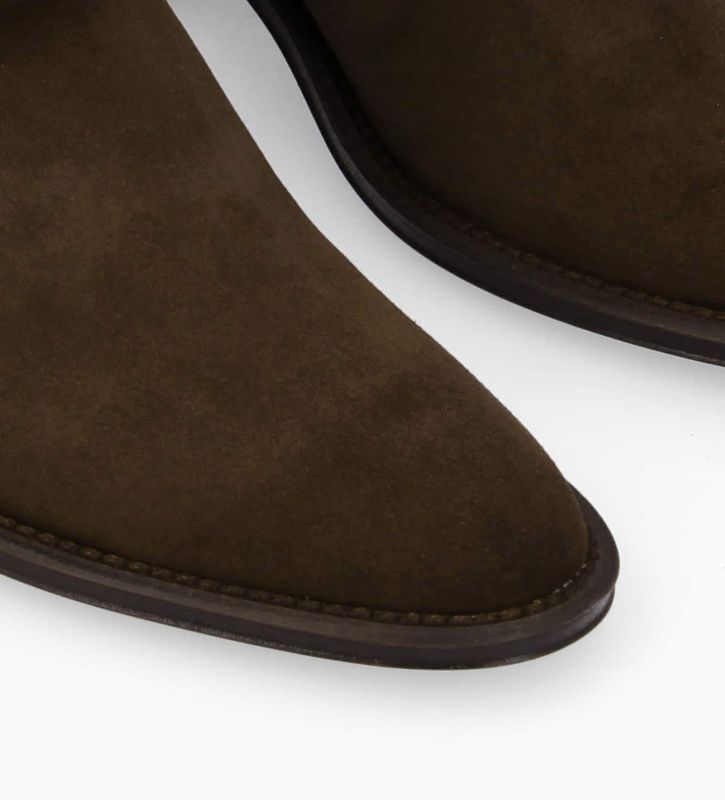 Free Lance Lora 50 Botte à Talon Cuir Velours Marron Foncé