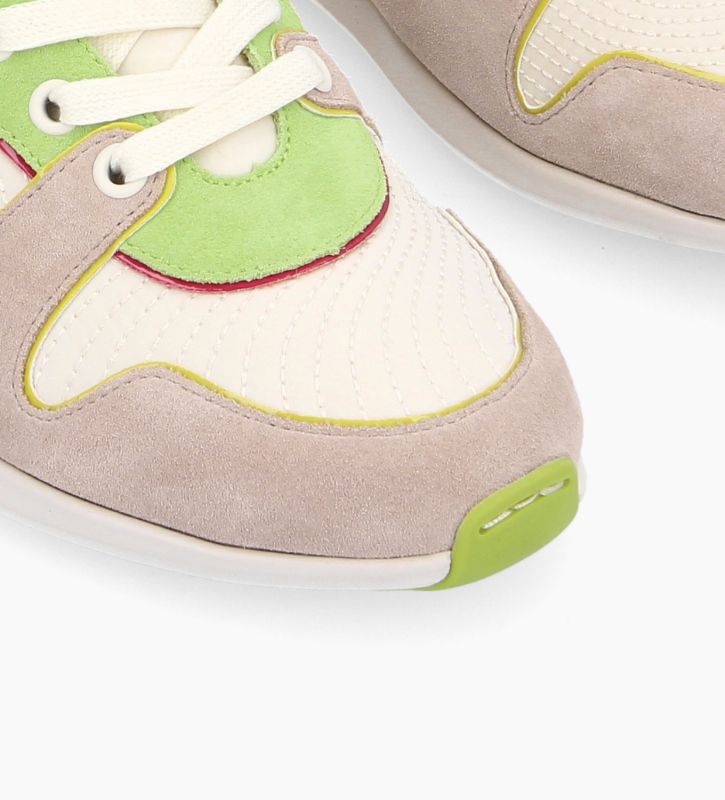 Free Lance Maeve Sneaker Nylon/Cuir Velours/Cuir Verni/Cuir Ecru/Blanc/Vert Pomme/Jaune/Framboise