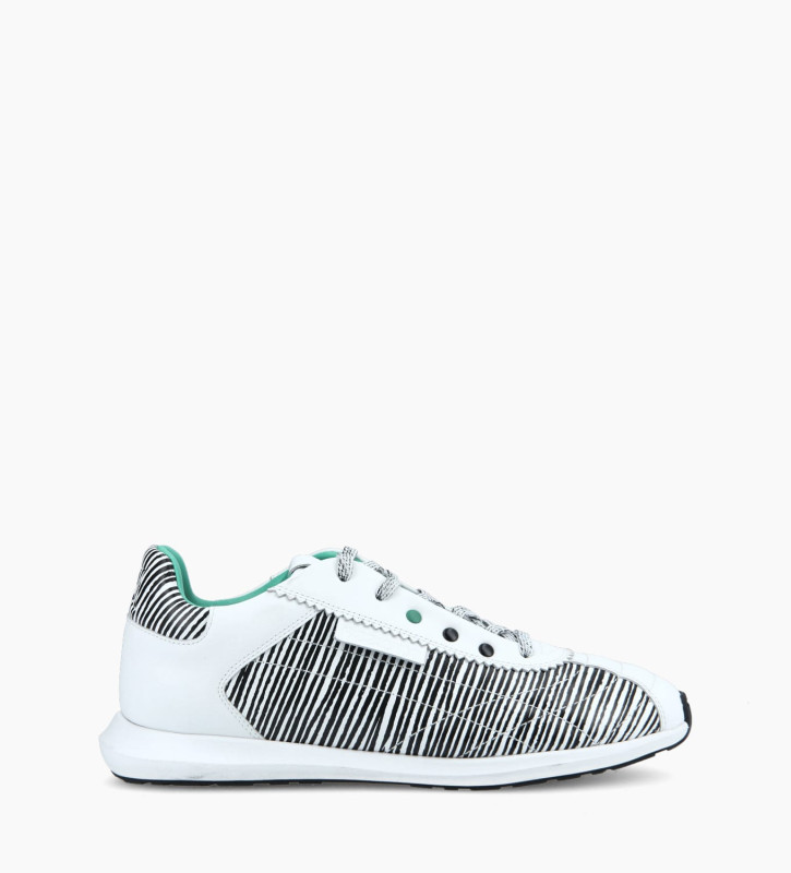 free lance Maiva Sneaker Cuir à rayures/Cuir de veau lisse Blanc/Noir/Turquoise
