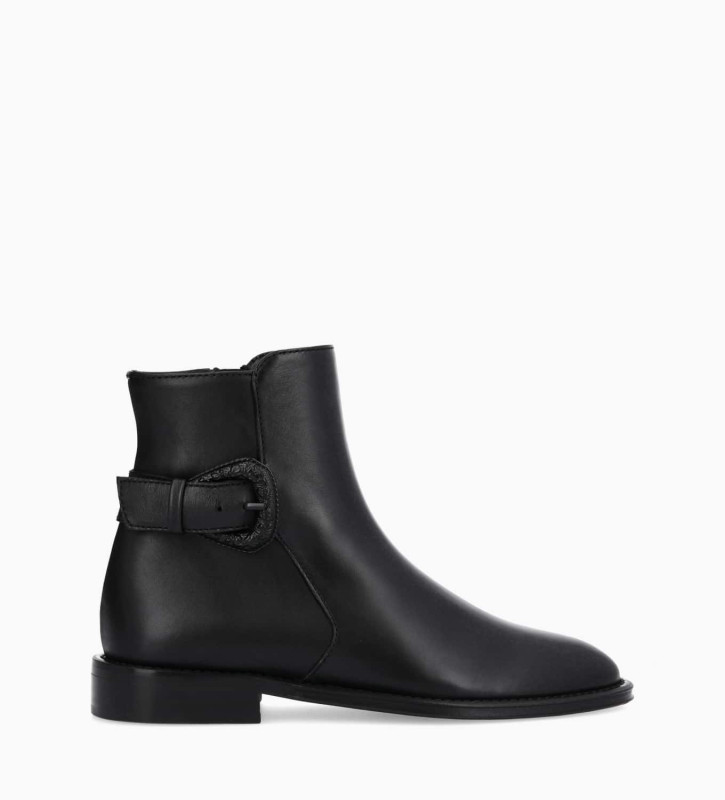 free lance Margot 25 Bottine zippée à boucle Cuir de veau lisse mat Noir