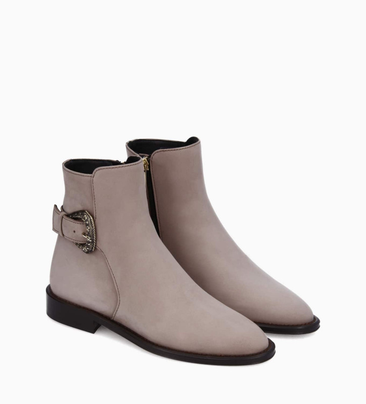 Free Lance Margot 25 Bottine Zippée à Boucle Cuir Velours Taupe