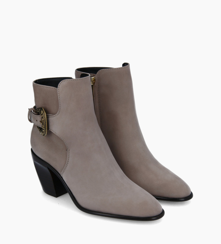 Free Lance Margot 65 Bottine Zippée à Boucle Cuir Velours Taupe