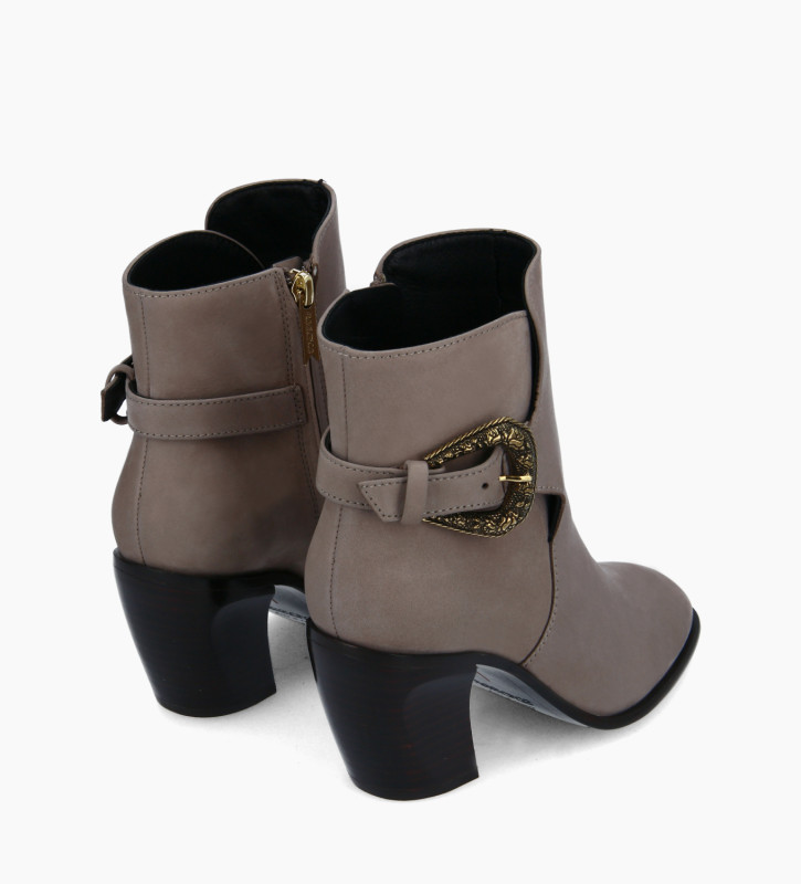 Free Lance Margot 65 Bottine Zippée à Boucle Cuir Velours Taupe