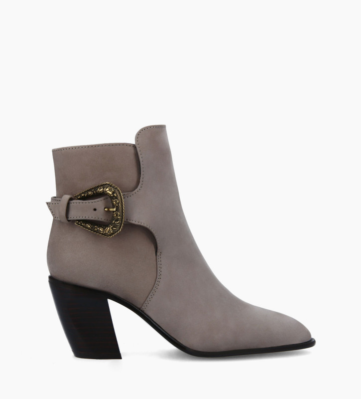 free lance Margot 65 Bottine zippée à boucle Cuir velours Taupe