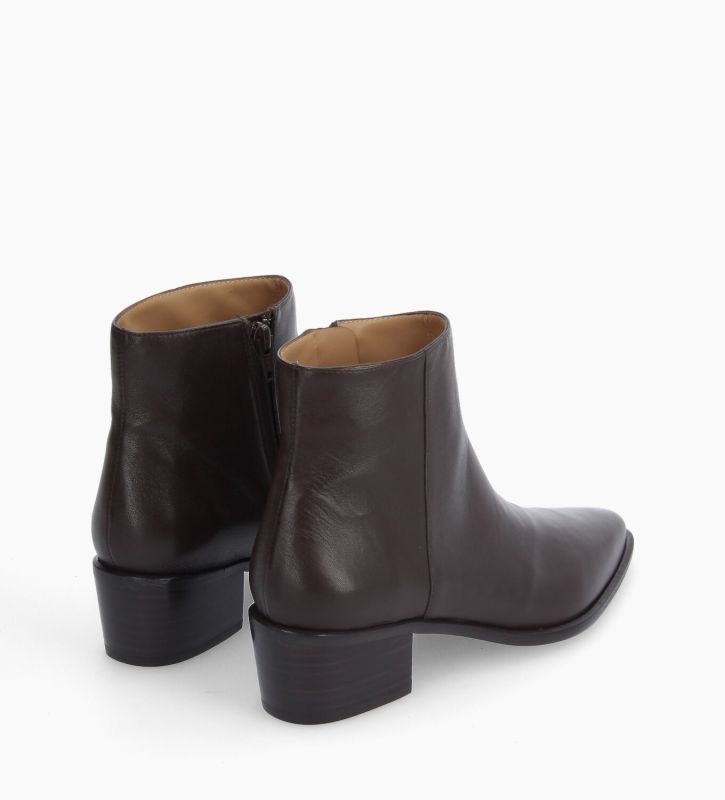 Free Lance Megan 50 Bottine à Talon à Zip Cuir Lisse Marron Foncé