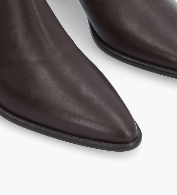 Free Lance Megan 50 Bottine à Talon à Zip Cuir Lisse Marron Foncé