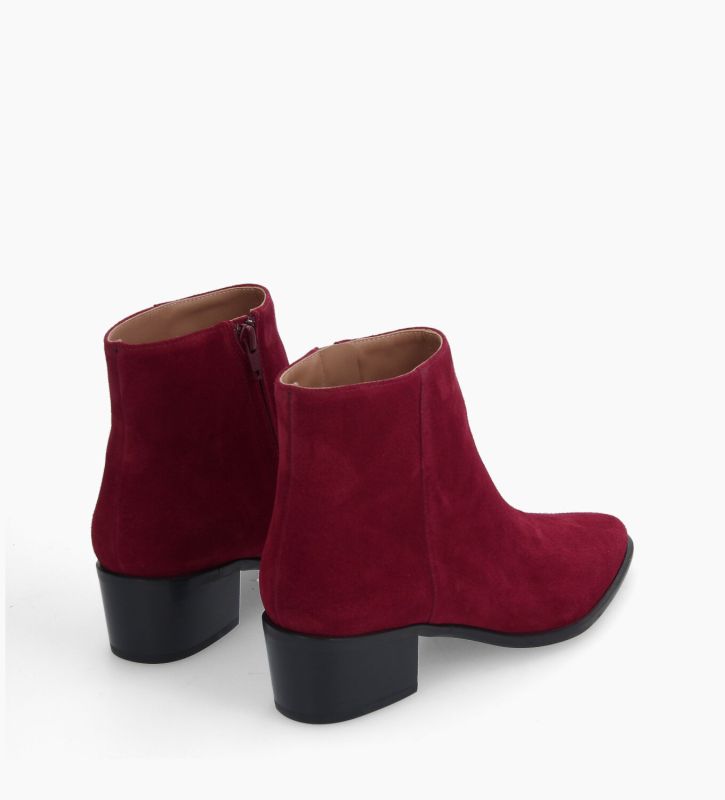Free Lance Megan 50 Bottine à Talon à Zip Cuir Velours Rouge