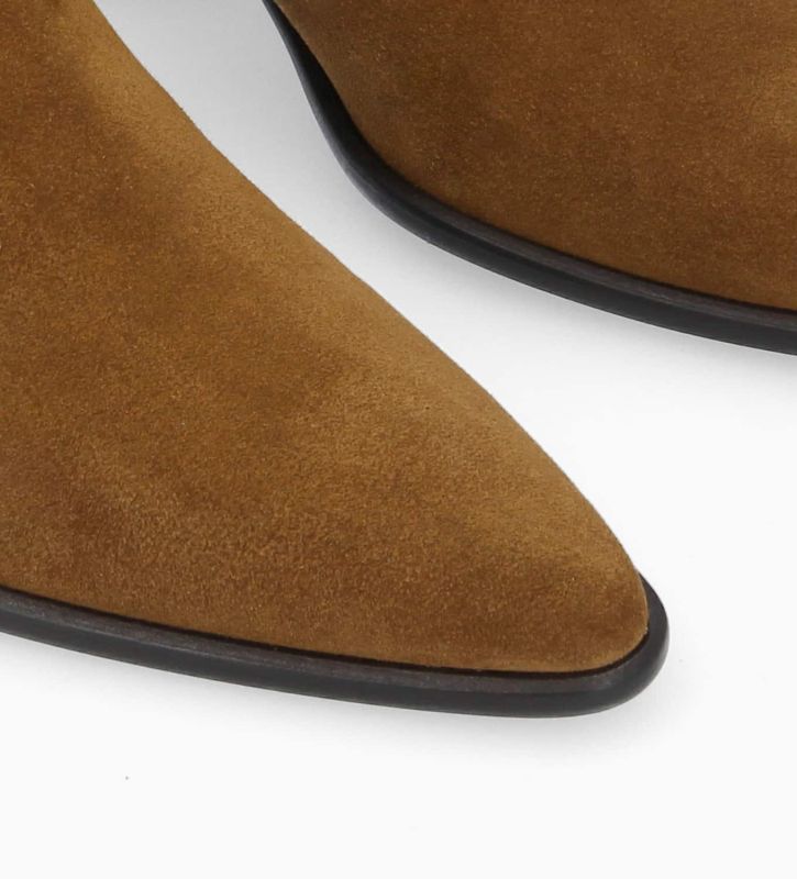 Free Lance Megan 50 Bottine à Talon à Zip Cuir Velours Tabac